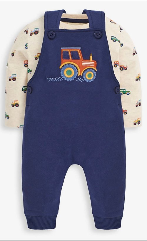 From Babies with Love (英國品牌) 拖巡車吊帶褲 套組 包括上衣和褲子 給寶寶第一個最有氣氛的聖誕