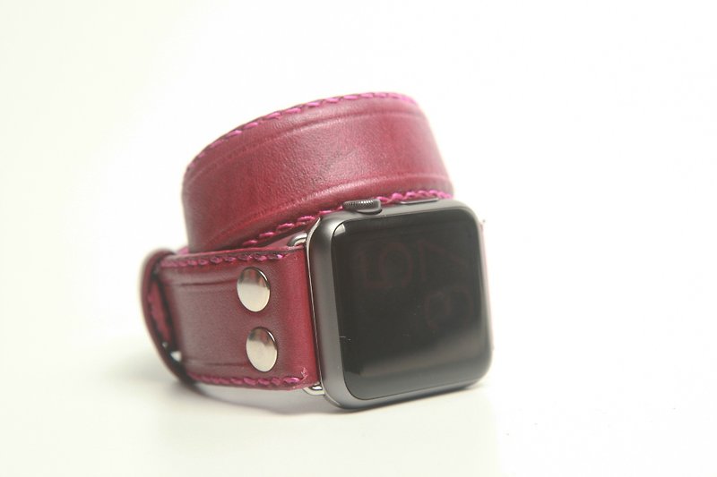 頭層牛皮 Apple Watch錶帶 - 女裝錶 - 真皮 紅色