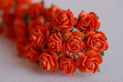 makemefrompaper paper flower centerpiece supplies, 100 pcs. Mini rose, size 0.8 cm.,orange color