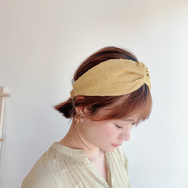 mustard day Elastic hairband - เครื่องประดับผม - ผ้าฝ้าย/ผ้าลินิน สีเหลือง