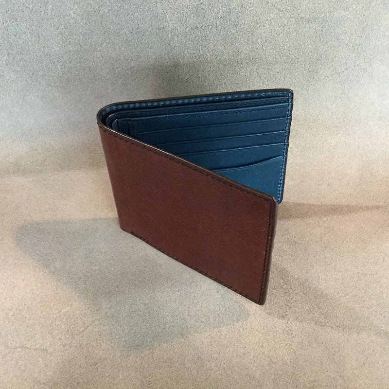 isni Wallet design/ Handmade leather - กระเป๋าสตางค์ - หนังแท้ สีน้ำเงิน