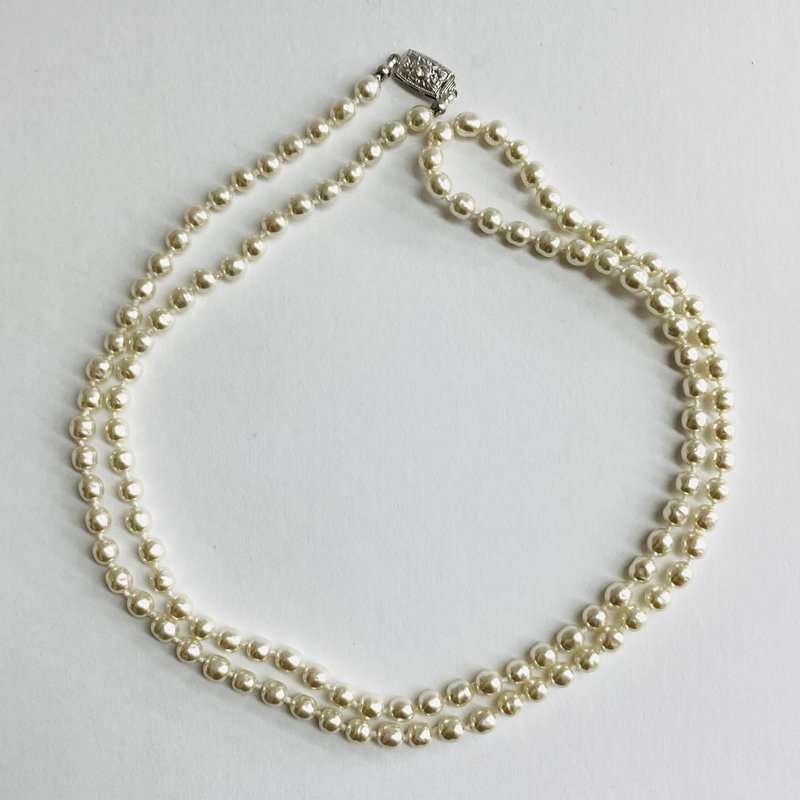 ガラスバロックパールオールノットロングネックレス/約6mm約90cm/ホワイトクリーム/R/made in japan - 項鍊 - 玻璃 白色