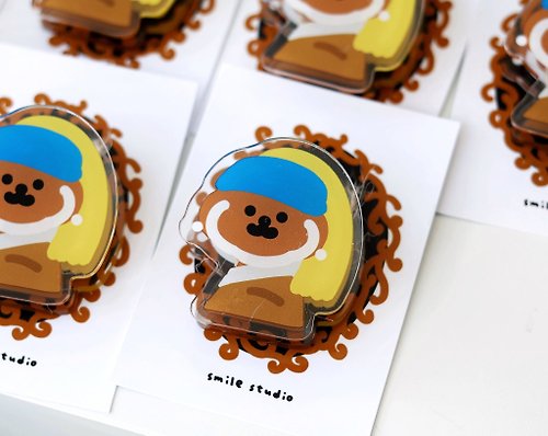 Smile Studio Rice Cake Puppy 珍珠耳環造型 雙面 Memo 夾子