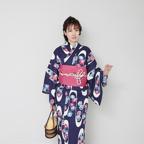 fuukakimono 日本 和服 梭織 女性 浴衣 腰封 2件組 F Size x02-11a yukata
