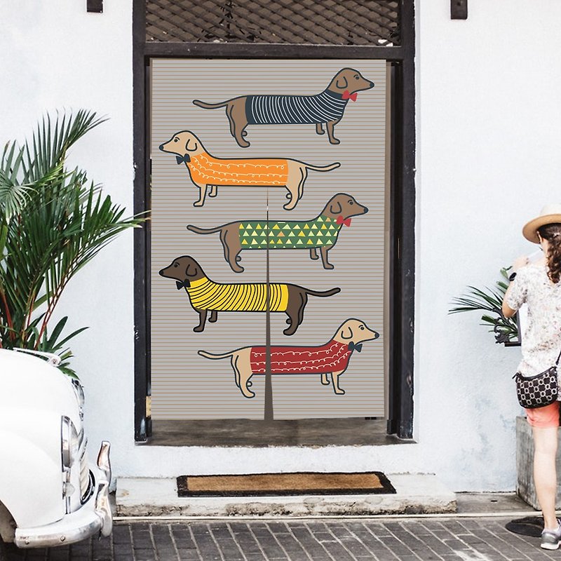 dachshund door curtain - Doorway Curtains & Door Signs - Cotton & Hemp Multicolor