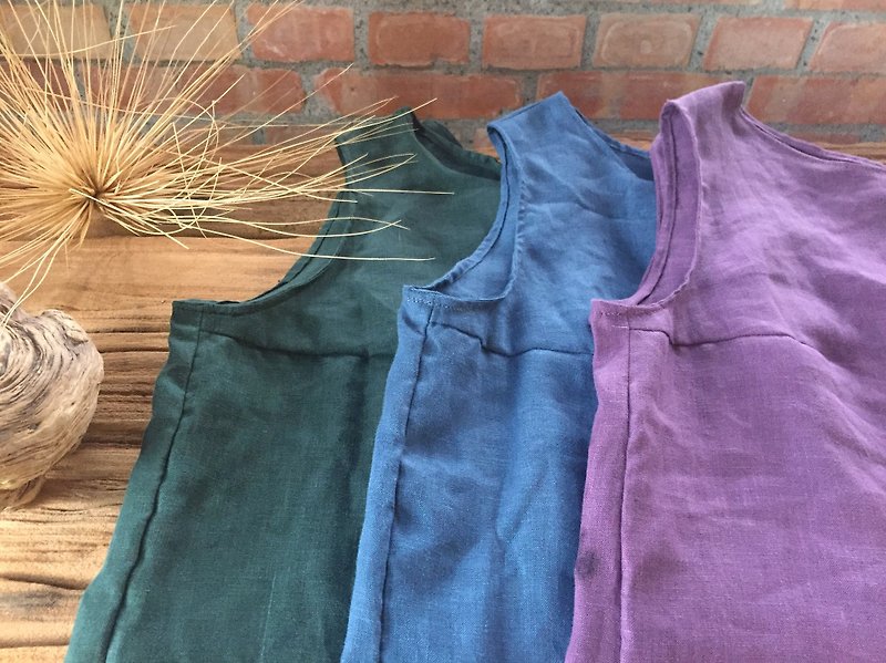 Pure natural linen buckle vest after discount - เสื้อกั๊กผู้หญิง - ผ้าฝ้าย/ผ้าลินิน หลากหลายสี