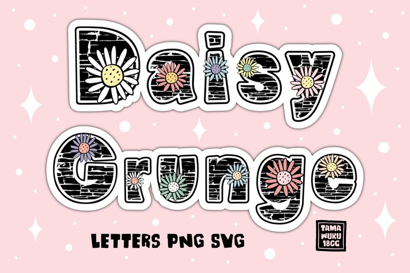 Daisy Grunge Letters PNG SVG - 其他數位商品 - 其他材質 