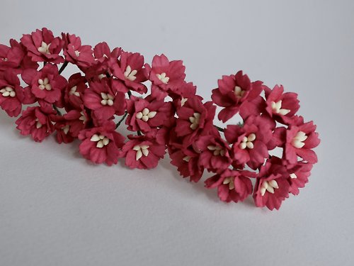 makemefrompaper Paper flower, Wedding, 50 pcs. cherry blossom supplies, 2 cm. dark red color.