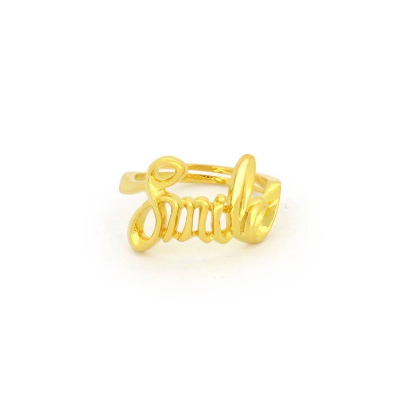 Smile Ring, Word Ring, Sterling Silver Ring. - 戒指 - 純銀 金色