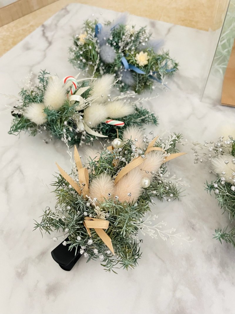 2025聖誕新品-髮夾迷你樹-永生雪松髮夾 - 髮夾/髮圈 - 植物．花 多色