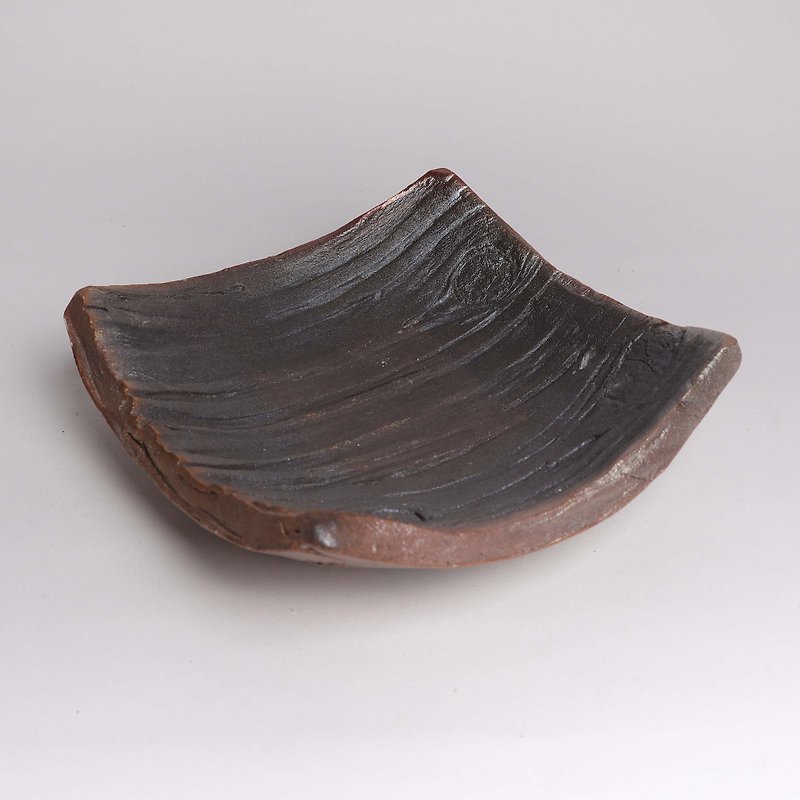 Mingyao Kiln Firewood Ebony Square Plate - Plates & Trays - Pottery Brown