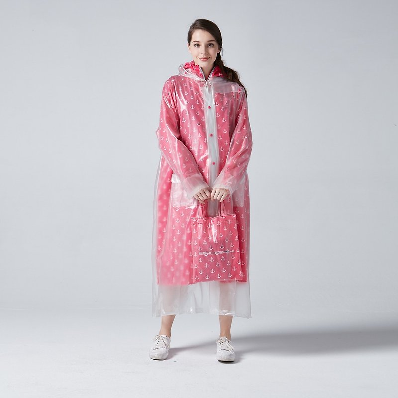 BAOGANI 雙層雨衣-船錨(粉紅) - 雨傘/雨衣 - 防水材質 粉紅色