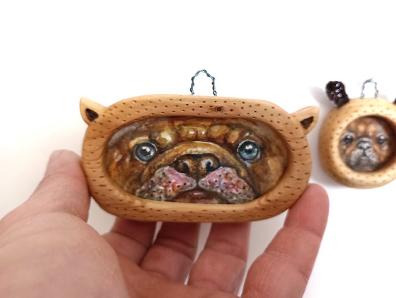 犬の顔のオリジナルの水彩画 - ウォールデコ・壁紙 - 木製 