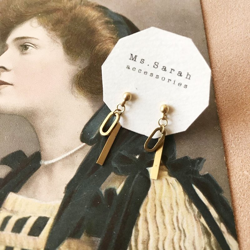 Bronze earrings_French little woman (can be changed) - ต่างหู - ทองแดงทองเหลือง สีทอง