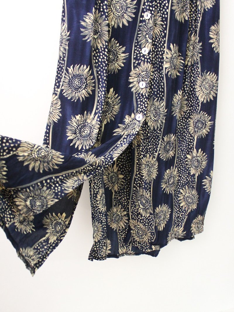 複雑古波西米雅ヨーロッパと深い青色の花ヴィンテージのドレスヨーロッパのヴィンテージスカート - スカート - シルク・絹 ブルー