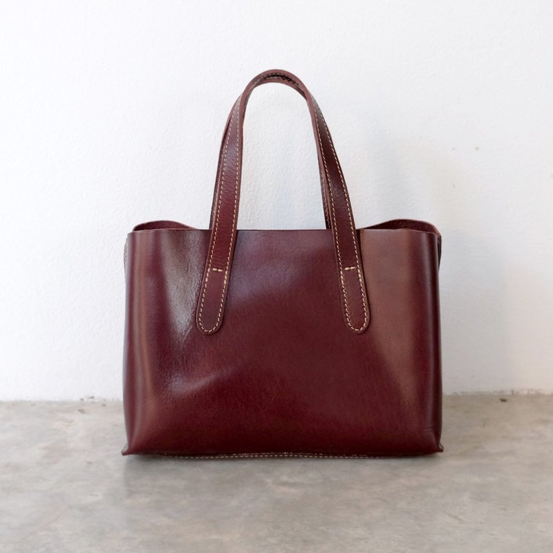 Dark Brown Leather Tote and Crossbody Bag - 手提包/手提袋 - 真皮 咖啡色