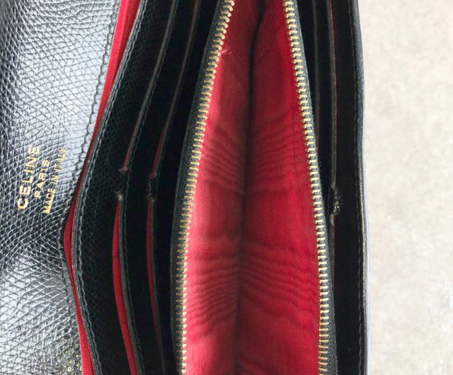 CELINE セリーヌ ブラックレザー 長財布 ヴィンテージ 日本直送 名牌中古包 】CELINE セリーヌ 財布 ブラック ロゴ