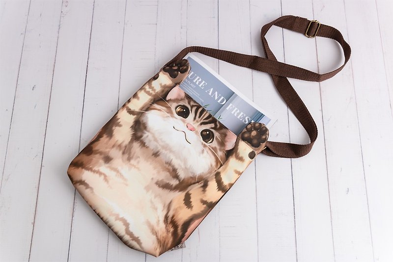 Side Backpack Series-Tabby Cat (Gray Tabby) Shiqi - Messenger Bags & Sling Bags - Polyester 