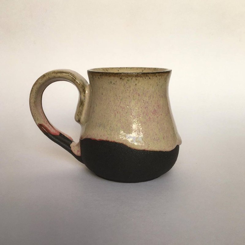 Rose, vanilla and black glazed stoneware mug - Mugs - Pottery Multicolor