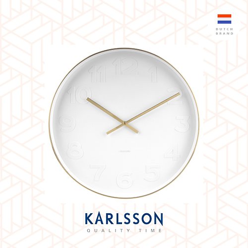 Ur Lifestyle 荷蘭Karlsson wall clock 51cm Mr.White numbers w.gold case