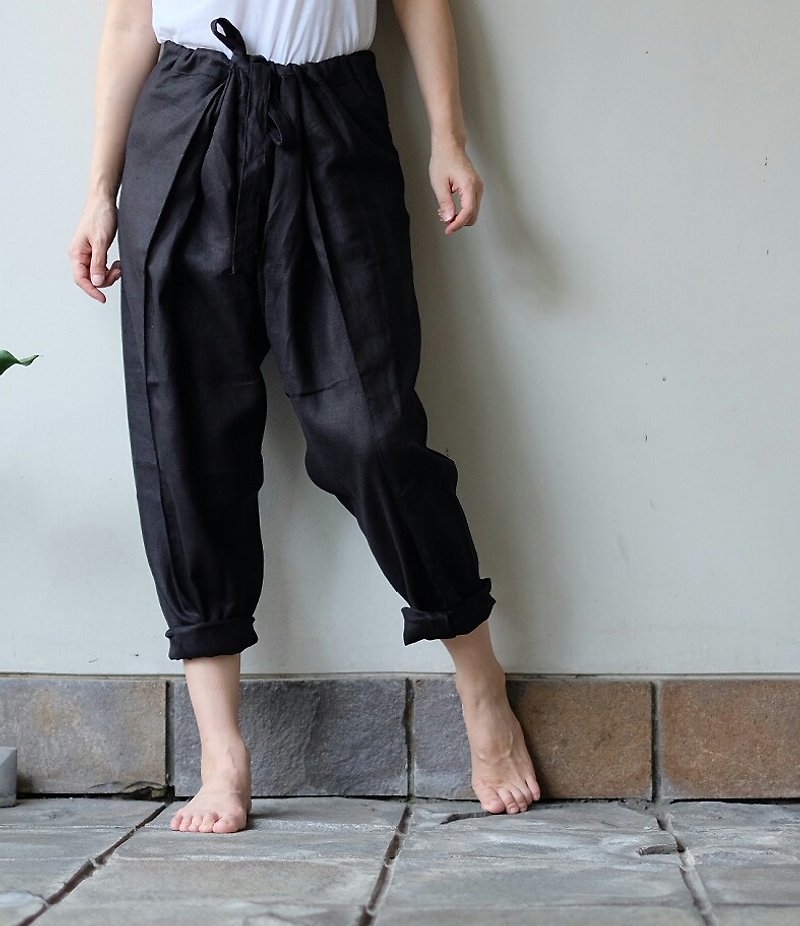 Baladhi Black for Her - กางเกงขายาว - ผ้าฝ้าย/ผ้าลินิน สีดำ
