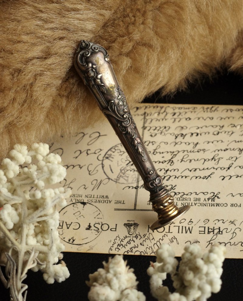 Old Grocery Antique Antique Antique Antique Embossed Carved Wax Stamp Belgium W176 - อื่นๆ - โลหะ สีเงิน