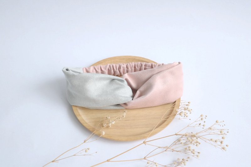 MaryWil Double Suede Hair Band - Grey/Pink - Hair Accessories - Cotton & Hemp Pink
