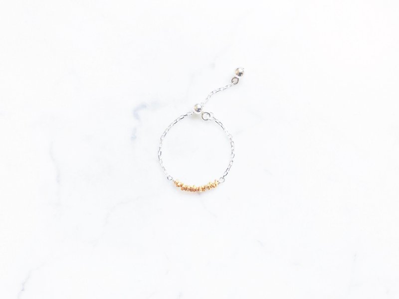 ::Light light chain ring:: Golden broken silver cut zero sense sterling silver adjustable chain ring - แหวนทั่วไป - เครื่องเพชรพลอย 