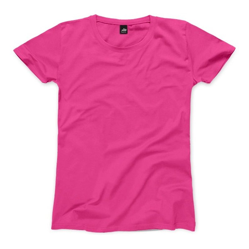 素色女版短袖T恤 - 桃紅 - 女 T 恤 - 棉．麻 