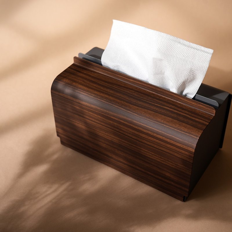 木紋面紙盒 - 紙巾盒 - 其他金屬 咖啡色