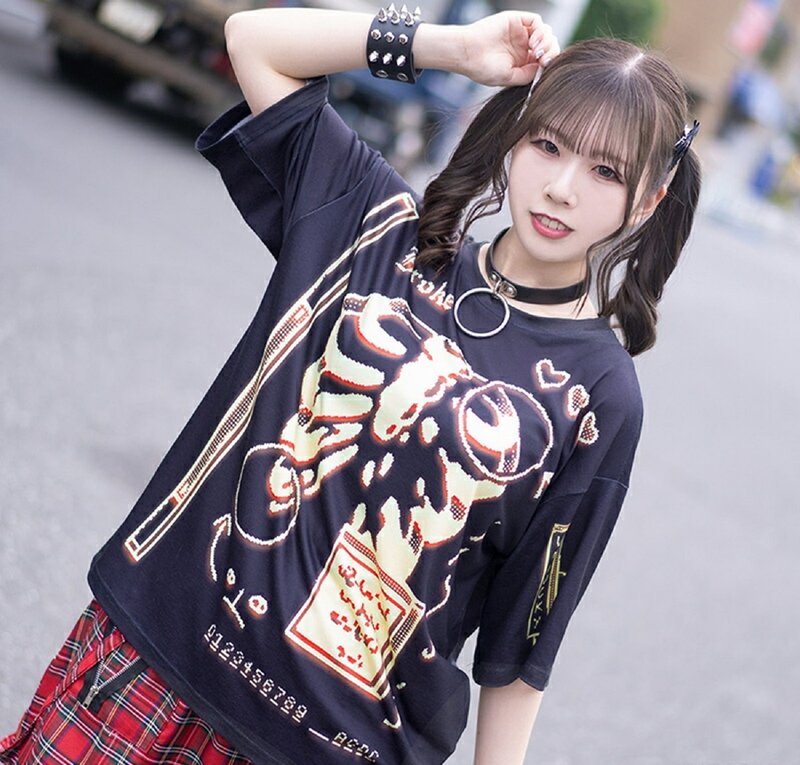 設計大賞碎心肋骨點陣像素短袖T恤可愛龐克ACDC RAG台灣JA0763 - 女裝 T 恤 - 聚酯纖維 