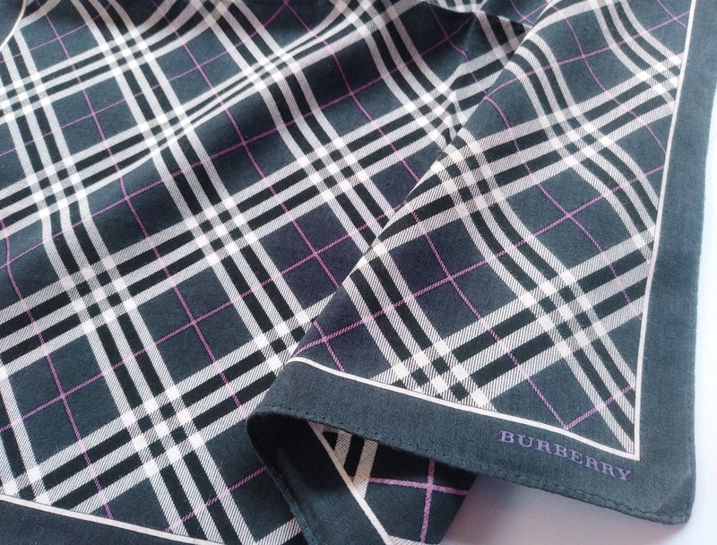 Burberry Vintage Men Pocket Square Handkerchief 19.5 x 19.5 inches - 手帕 - 棉．麻 藍色