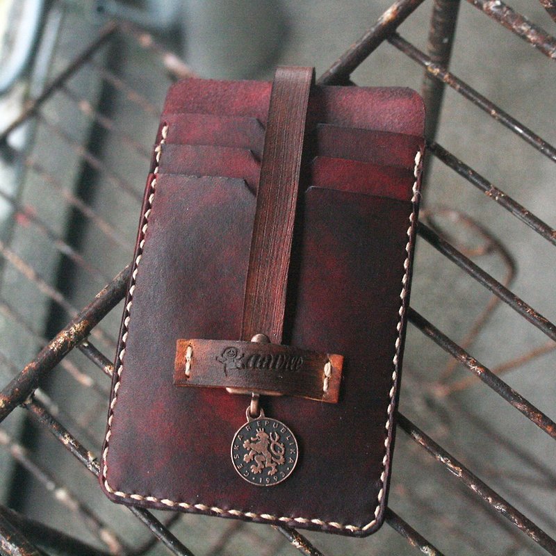 Atwill. British traveller. Handmade original brushed British cowhide button busi - Card Holders & Cases - Genuine Leather Brown