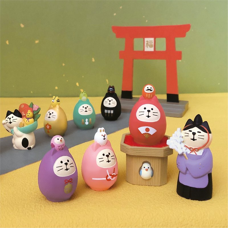 日本Decole Concombre - 招福開運達摩貓系列 - 擺飾/家飾品 - 樹脂 多色