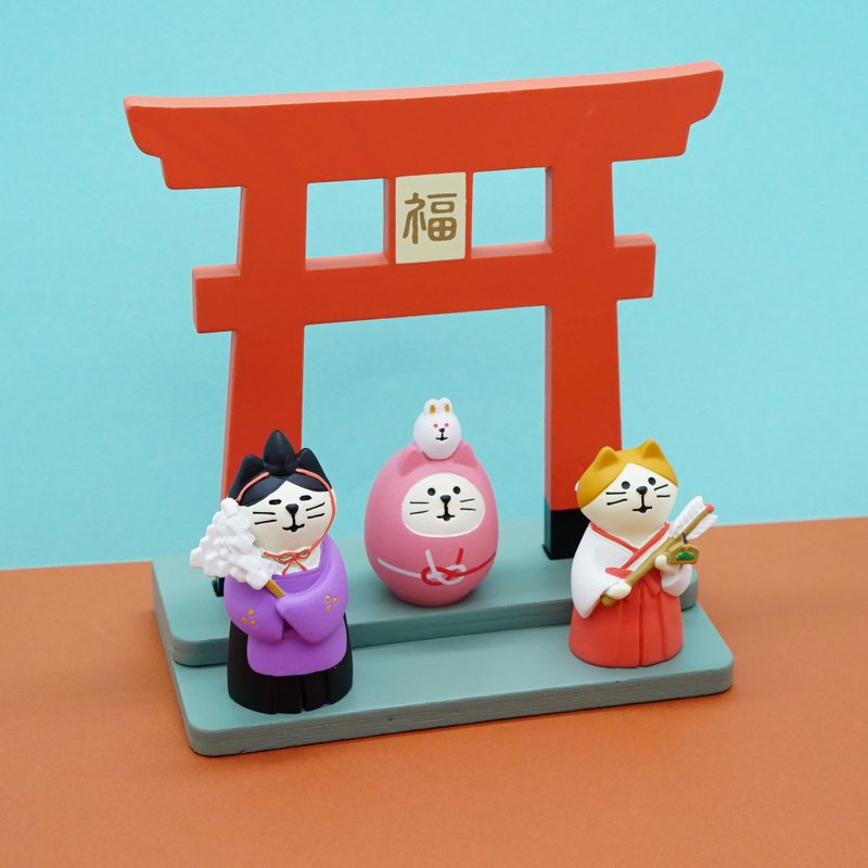 日本Decole Concombre - 招福開運達摩貓系列 - 擺飾/家飾品 - 樹脂 多色