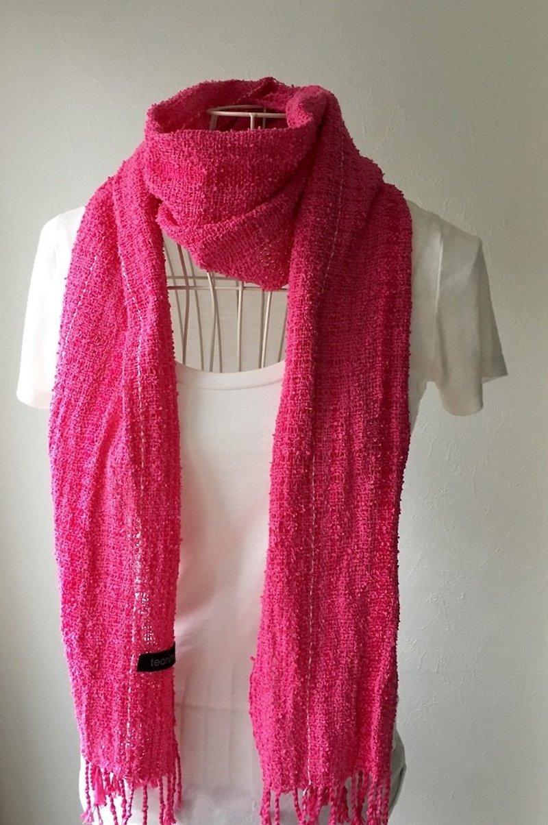 [Cotton] Hand-woven stole "Pink & Pink Mix" - Scarves - Cotton & Hemp 