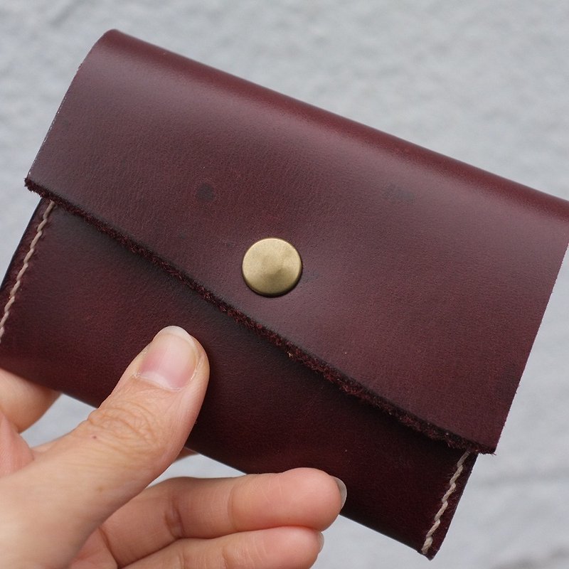 Leather Collage's convenient purse / storage card bill - Coin Purses - Genuine Leather Red