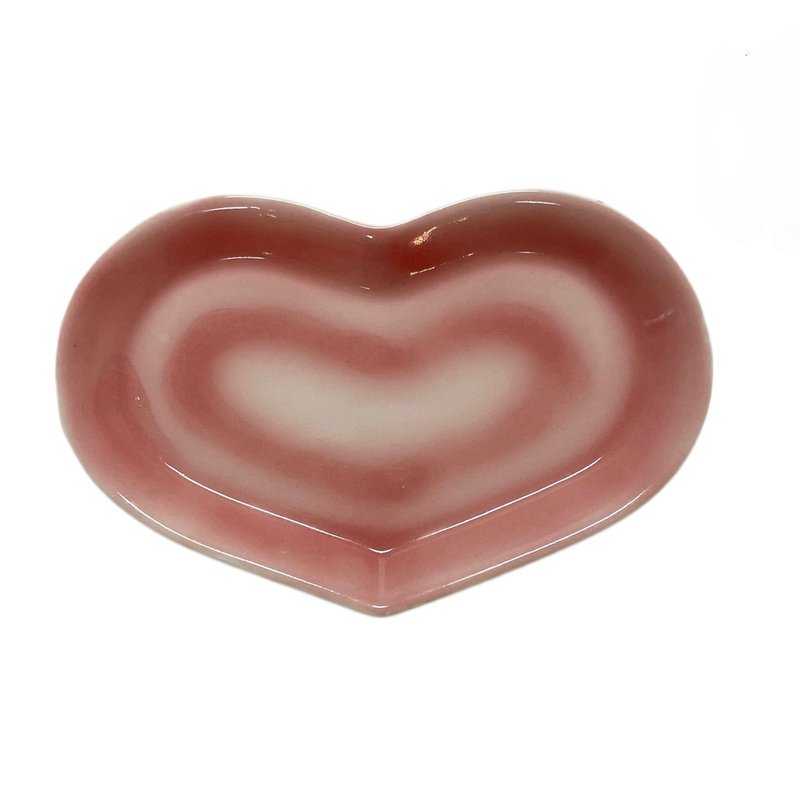 I double heart dessert plate pinkred - Plates & Trays - Pottery Red