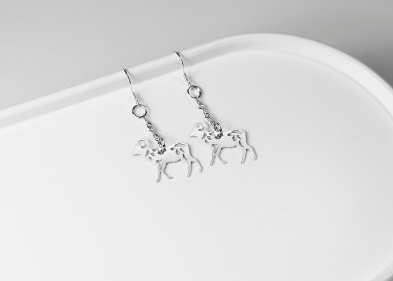 Chinese Zodiac-Sheep Earrings [Mini Style]_Animal Series_造题 - ต่างหู - โลหะ สีเงิน