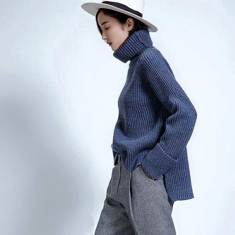 【現貨】藍色結構毛衣 - 毛衣/針織衫 - 聚酯纖維 藍色