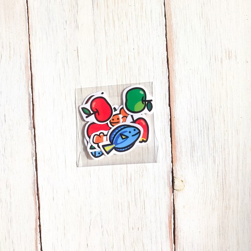 Small fish apple sticker set - สติกเกอร์ - กระดาษ หลากหลายสี