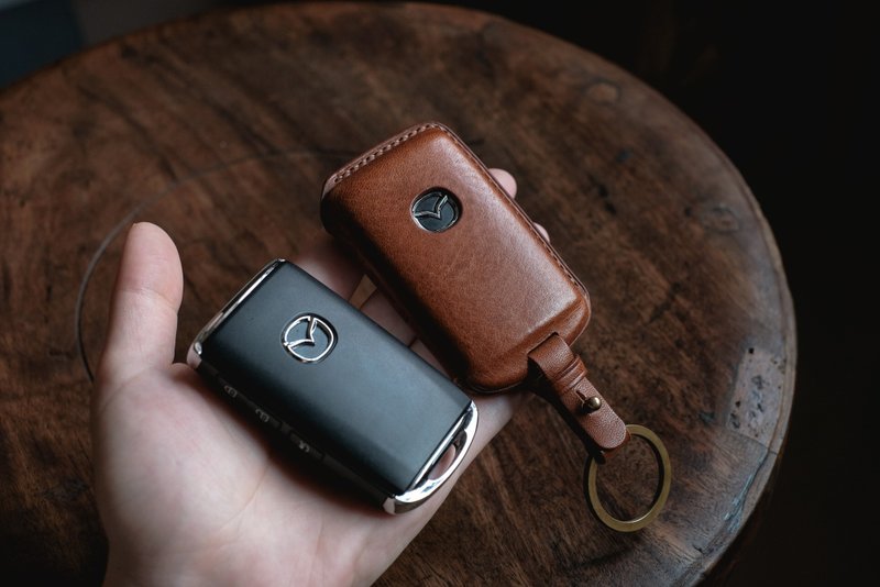 Shape it  | Handmade Leather mazda  key Case.Car Key Holder - Keychains - Genuine Leather Multicolor