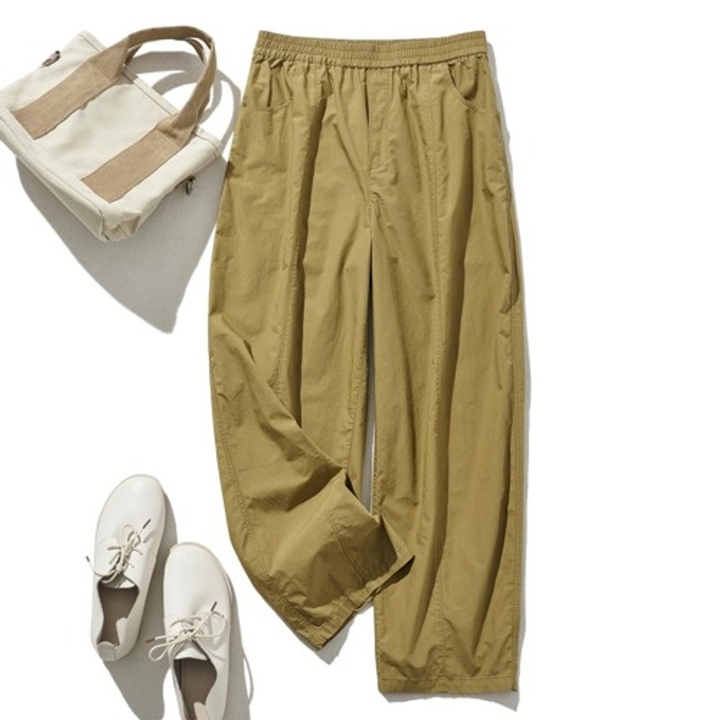 Wide pants that are refreshing to wear even in sweaty seasons. Long pants, cotton, light brown, 240522-2 - Women's Pants - Cotton & Hemp 