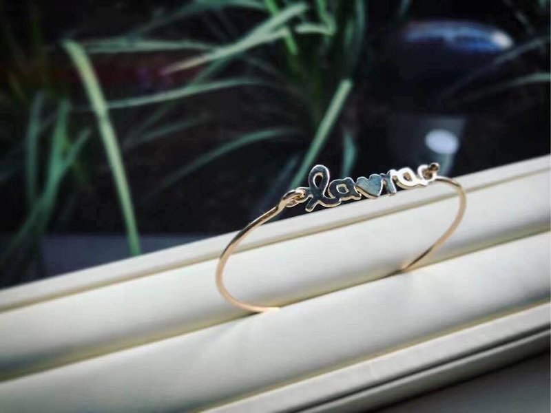 Frankness original | 925 sterling silver + 9k gold texture letter bracelet | handicraft/gift/customized/customized/couple - สร้อยข้อมือ - โลหะ สีเงิน