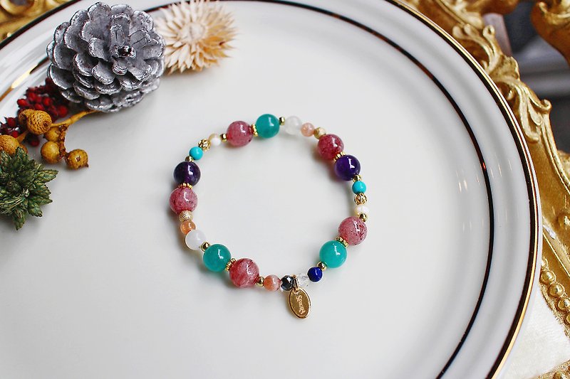 <Slow temperature natural stone series> C1167 Strawberry crystal Tianhe stone bracelet - Bracelets - Other Materials 