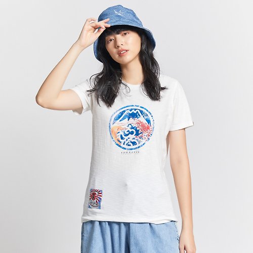 江戶勝 EDOKATSU 江戶勝 日系 大漁系列 漁蝦LOGO 短袖T恤-女裝 (米白色) #上衣