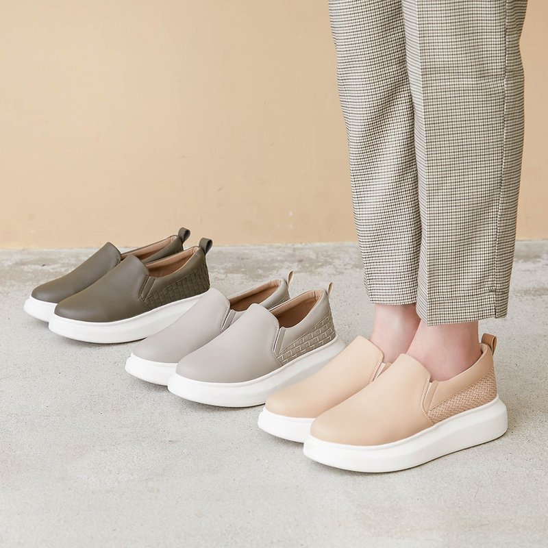 +5cm輕量厚底霧面編織休閒鞋Casual Shoes - 女休閒鞋/帆布鞋 - 其他人造纖維 多色