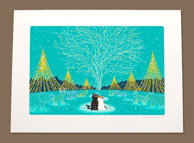 A3 Illustration Sheet Christmas Illumination - โปสเตอร์ - กระดาษ สีน้ำเงิน