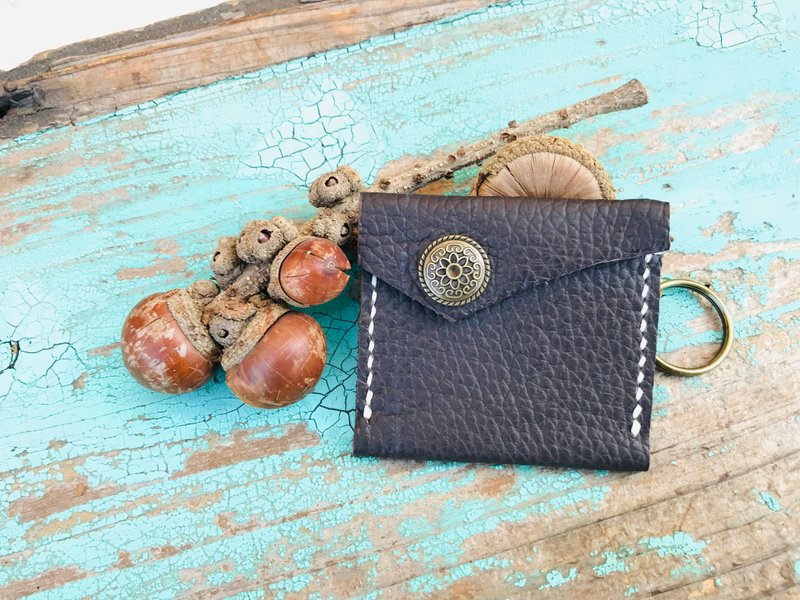 leather coin purse - กระเป๋าใส่เหรียญ - หนังแท้ สีนำ้ตาล