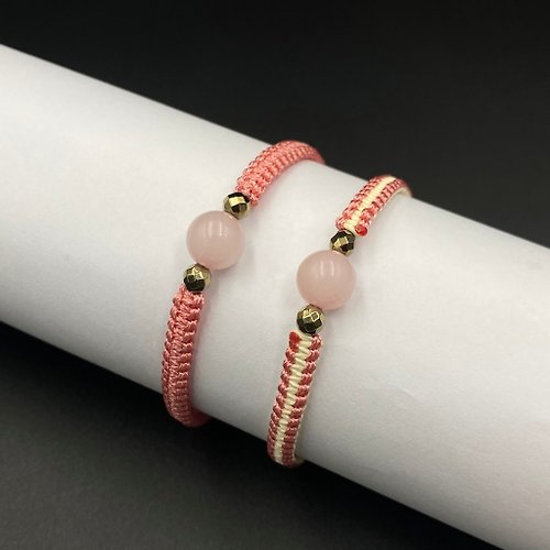 Premier Handicraft Rose Quartz Lucky Stone Macrame Bracelet (Pink Tone Stylish)